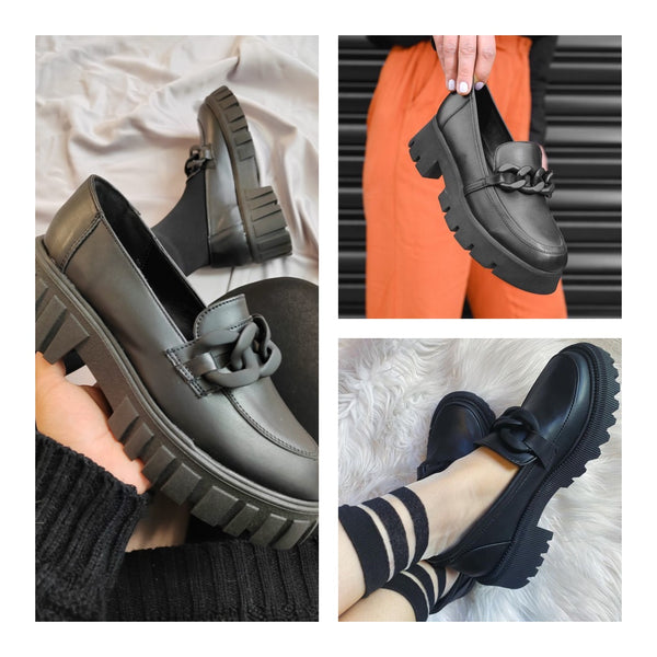 Zapatos chunky negro mate
