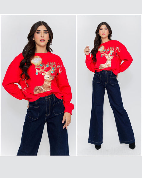 Sudadera navideña roja