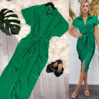 Vestido verde plisado