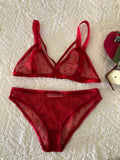 Bralette rojo mesh puntos y tiras