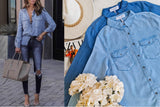 Camisa denim tono medio