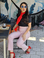 Pantalón a la cintura con pinzas lila – Yoana Batista II Showroom