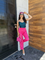 Pantalón a la cintura con pinzas rosa mexicano